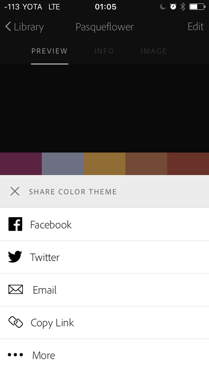 Пересылка цветовой палитры из приложения Adobe Capture CC