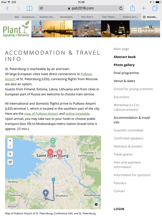 PSB2016 website – accommodation