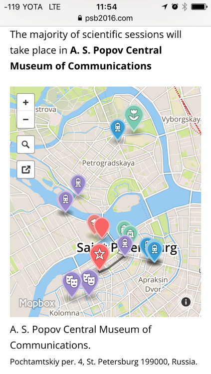 PSB2016 website – venue map on iPhone