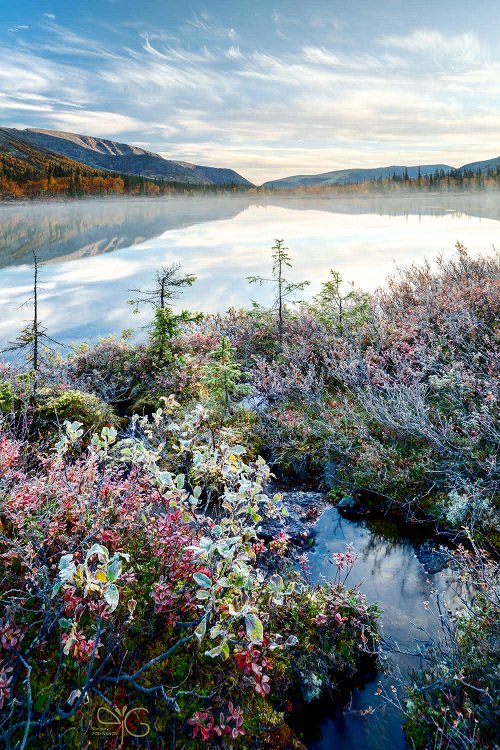 Морозное сентябрьское утро на Полигональных озёрах