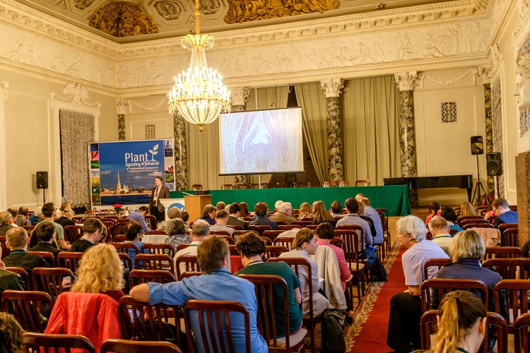 PSB Press Wall installed in the Opening Venue of Symposium in the large hall of Russian Academy of Sciences scientific center in St. Petersburg